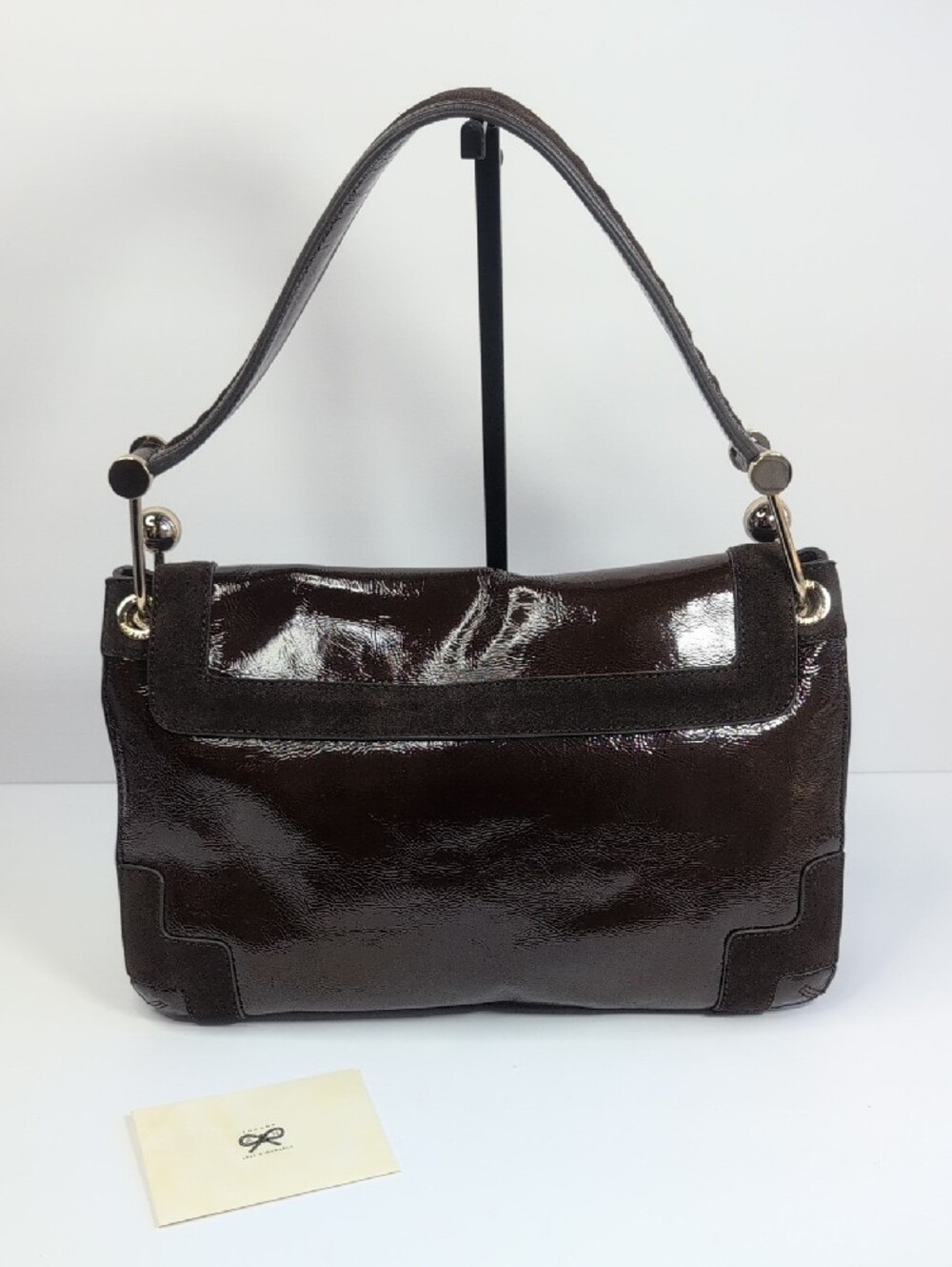 Anya Hindmarch Dark Brown Patent Leather And Suede Shoulder Bag - Picture 3 of 16